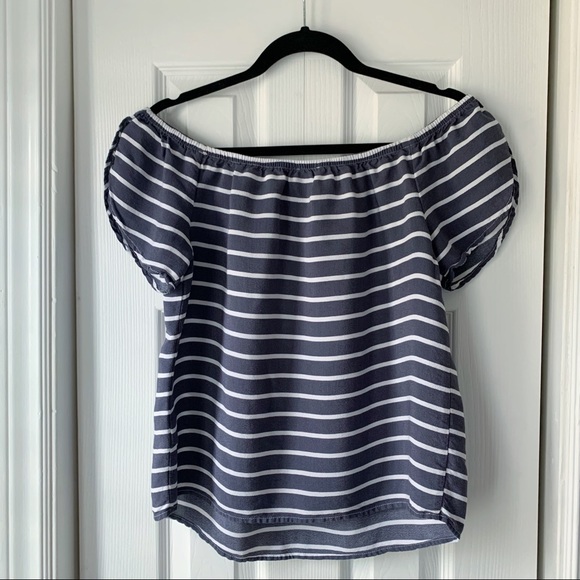 Dynamite off-the-shoulder grey and white stripped top - Picture 5 of 5